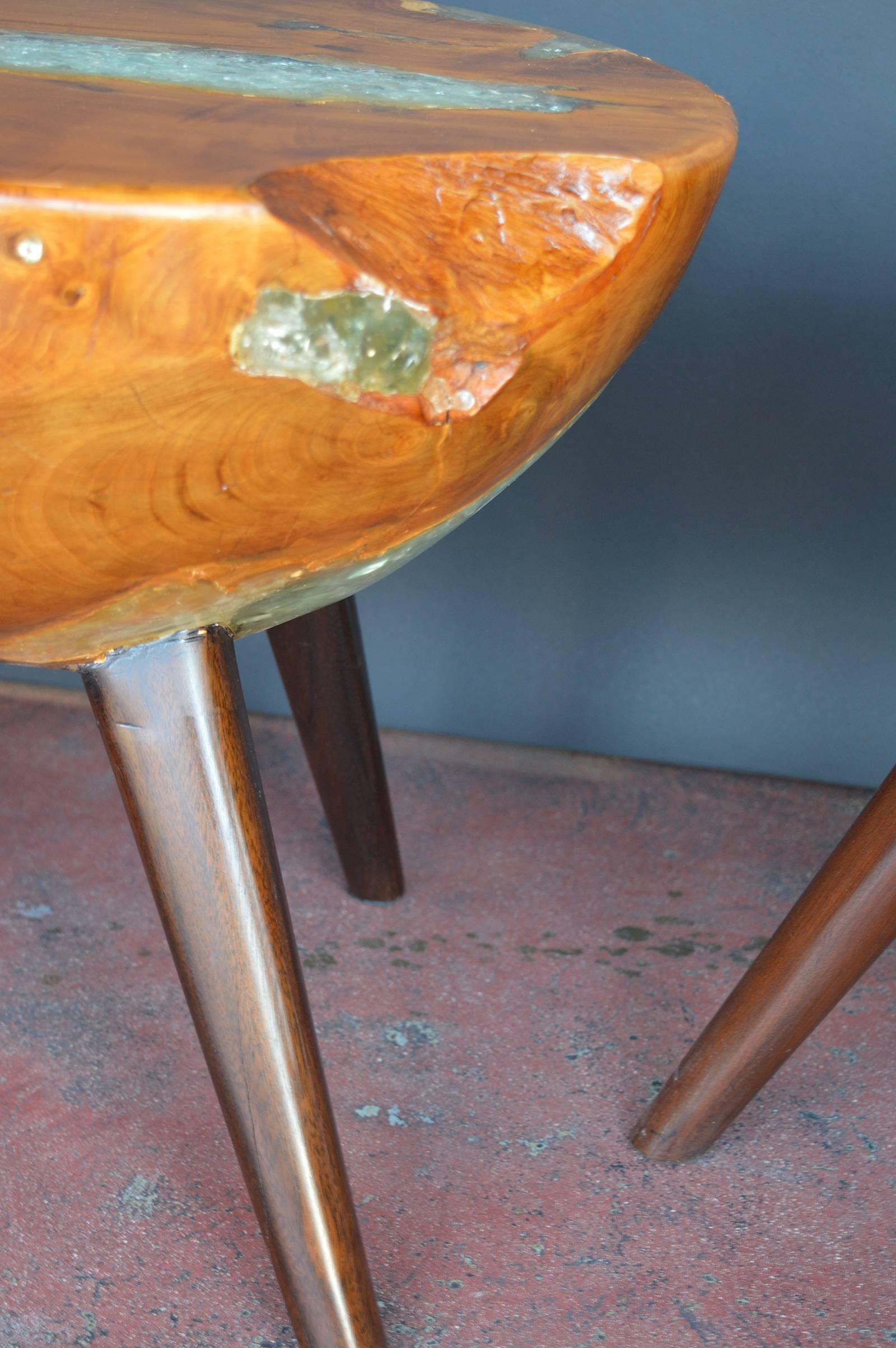 20th Century Pair of Wood and Resin Side Tables
