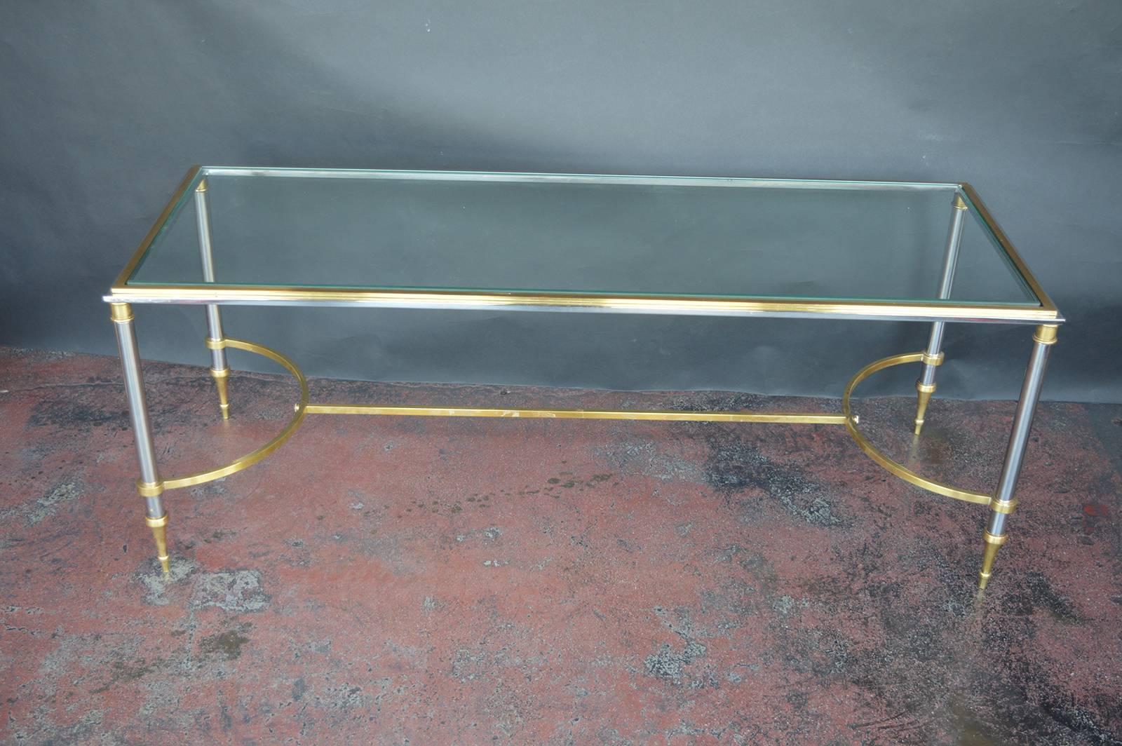 Chrome and brass Maison Jansen coffee table.
