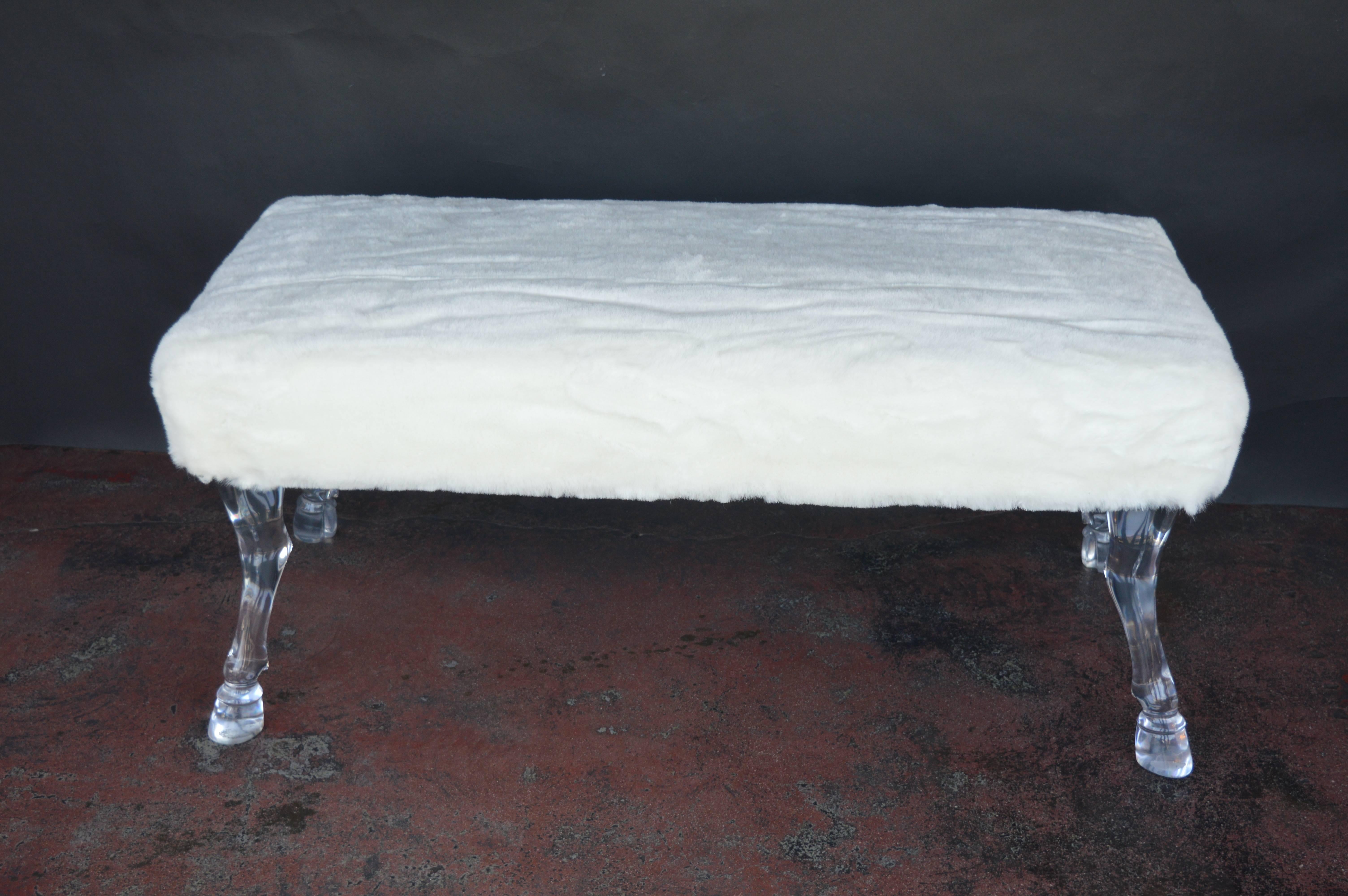 Bench with Lucite hoof legs.