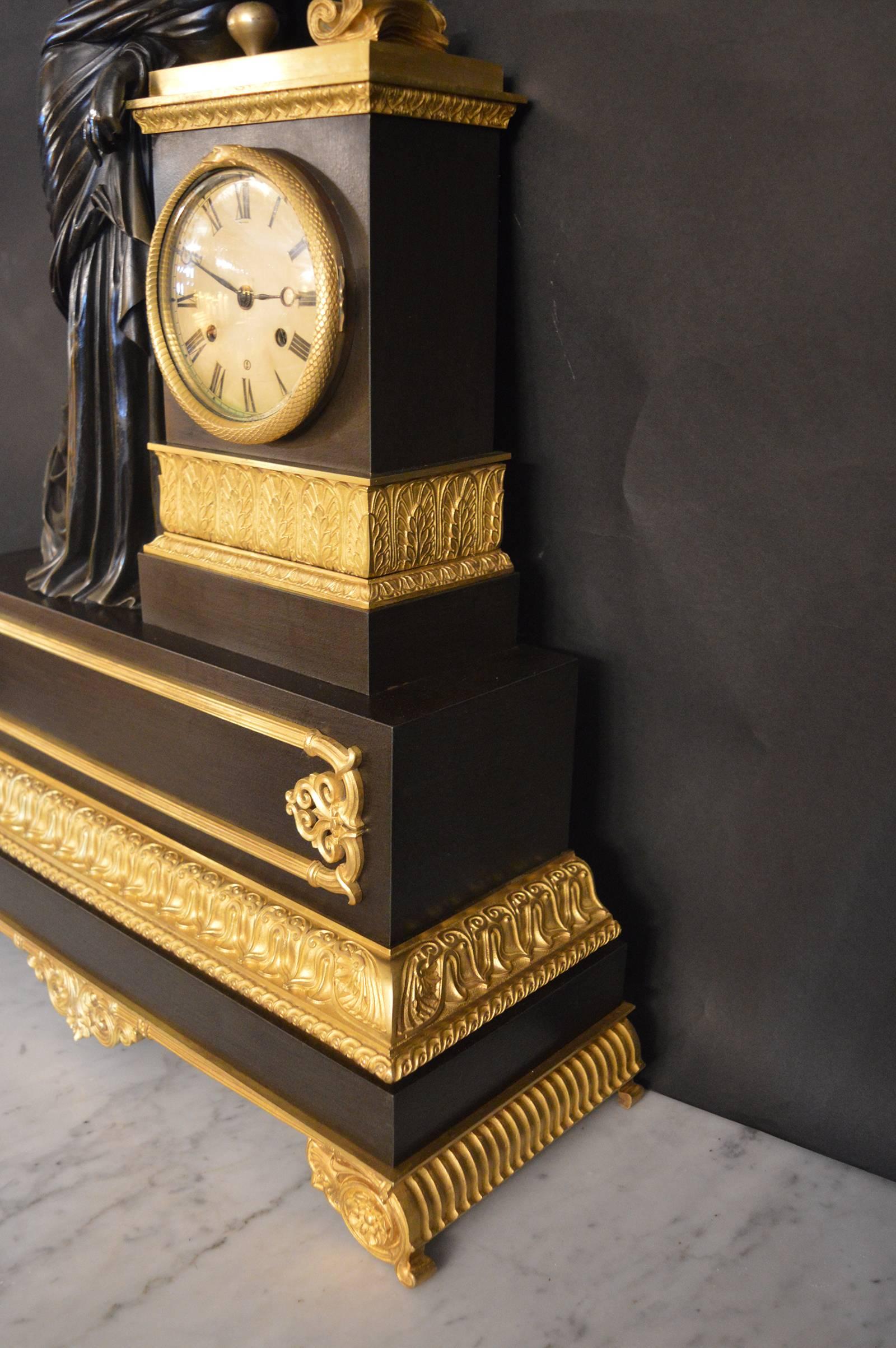 19th Century Empire French Clock In Excellent Condition For Sale In Los Angeles, CA