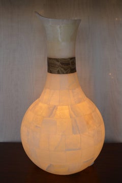 Pair of White Onyx Jar Lamps