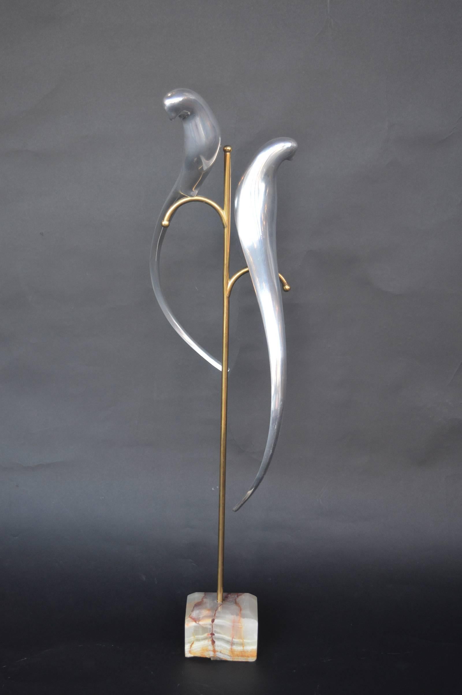 Metal Sculpture of Two Parrots In Excellent Condition For Sale In Los Angeles, CA