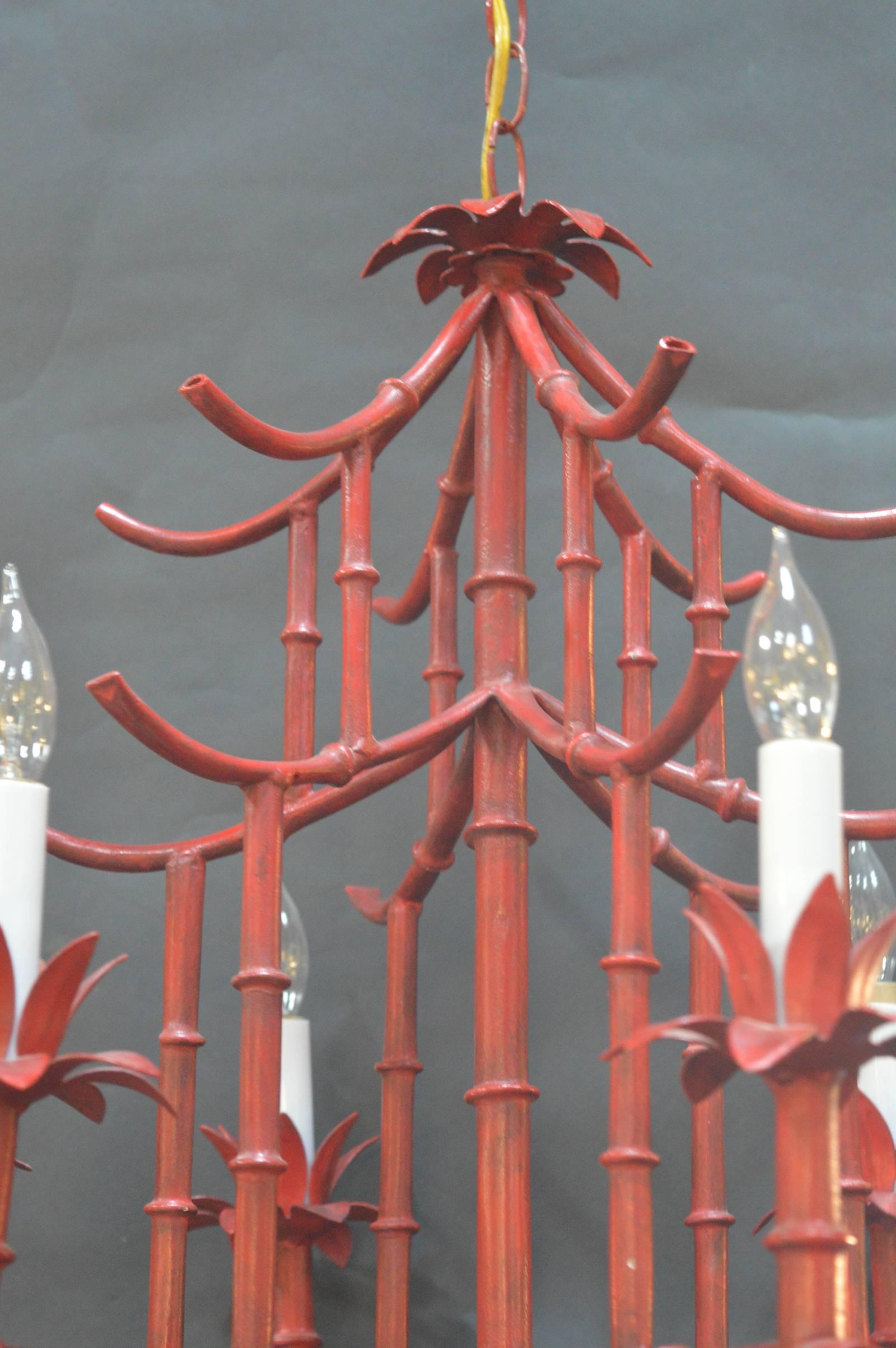 English Red Pagoda Chandelier