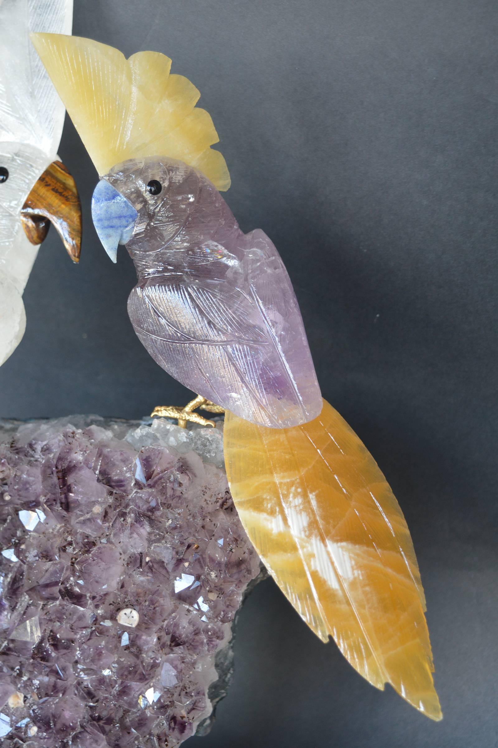 20th Century Rock Crystal and Quartz Birds