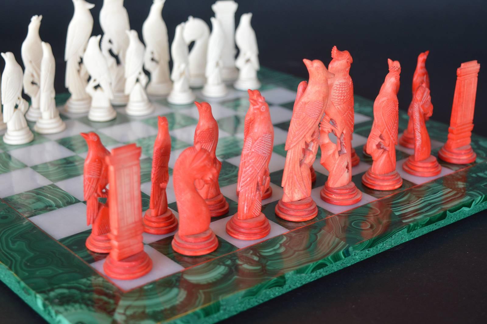 Congolese Malachite Chess Set