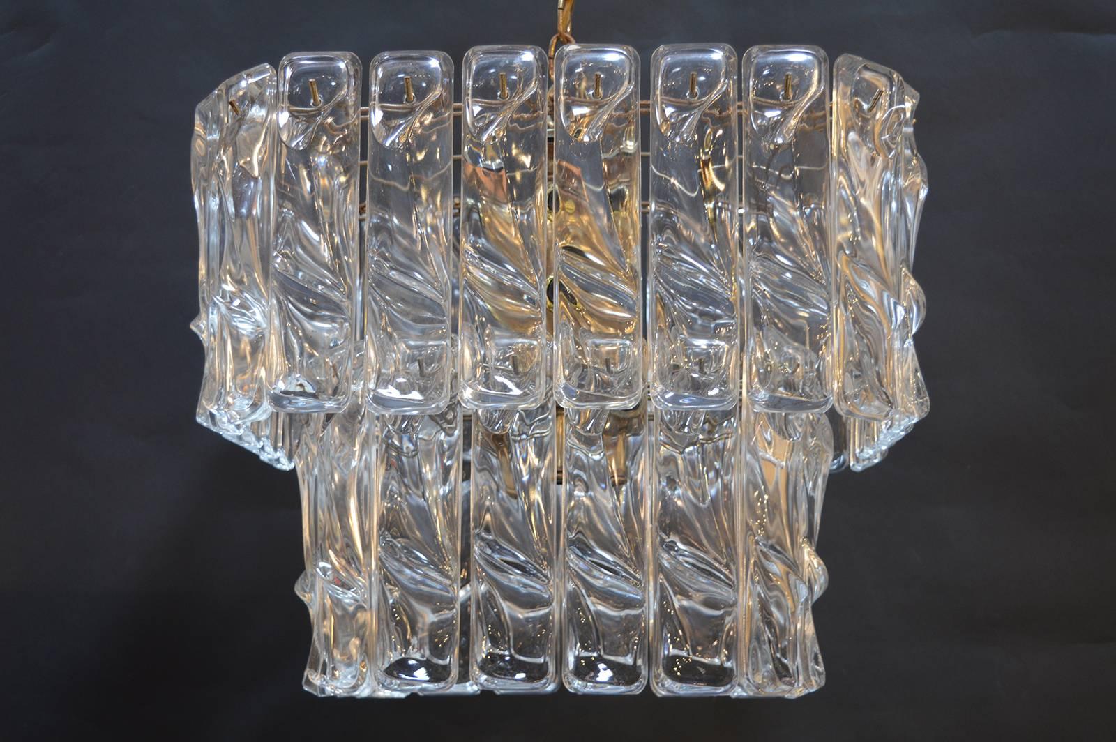 italien Lustre en verre ondulé en vente