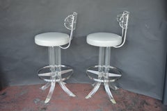Set of Three Lucite Bar Stools
