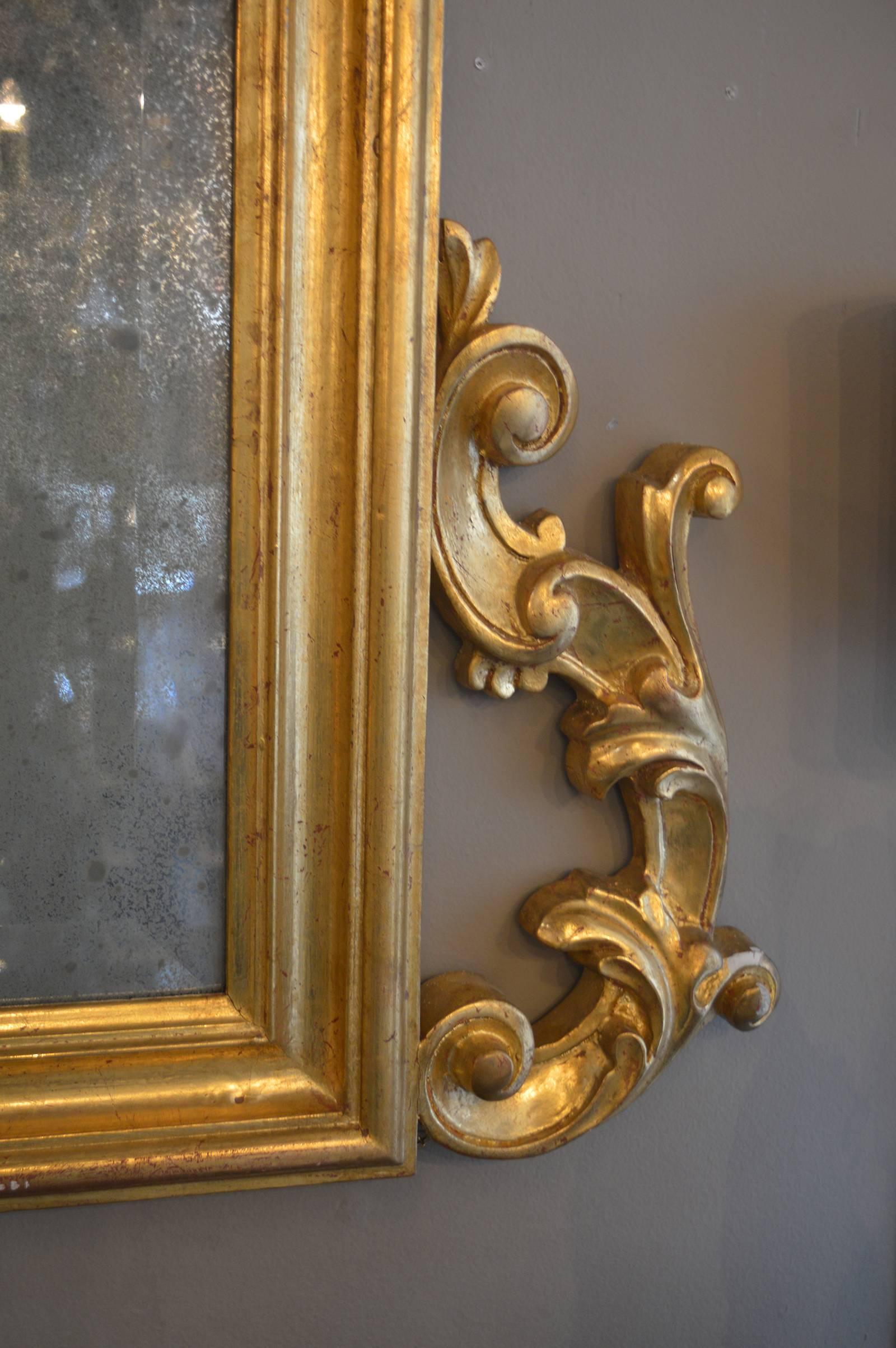 Italian Antique Water Giltwood Mirror For Sale