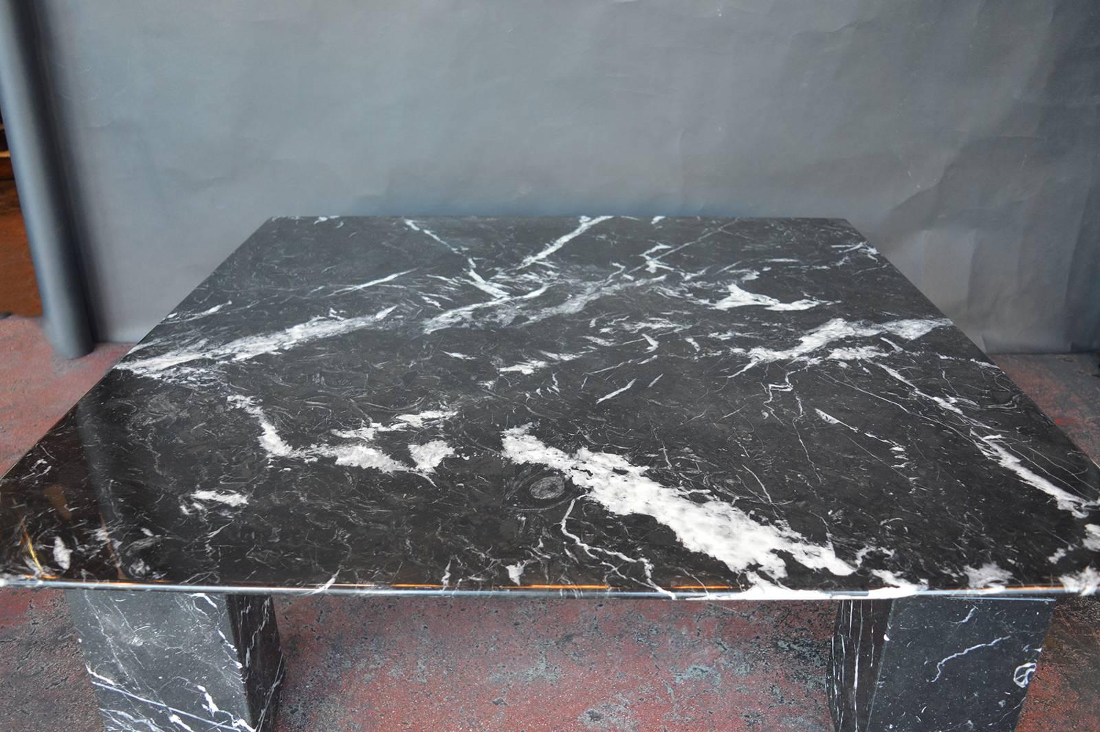Italian Black Marble Coffee Table in the Style of Angelo Mangiarotti
