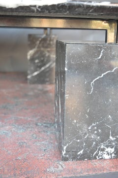 Black Marble Coffee Table in the Style of Angelo Mangiarotti