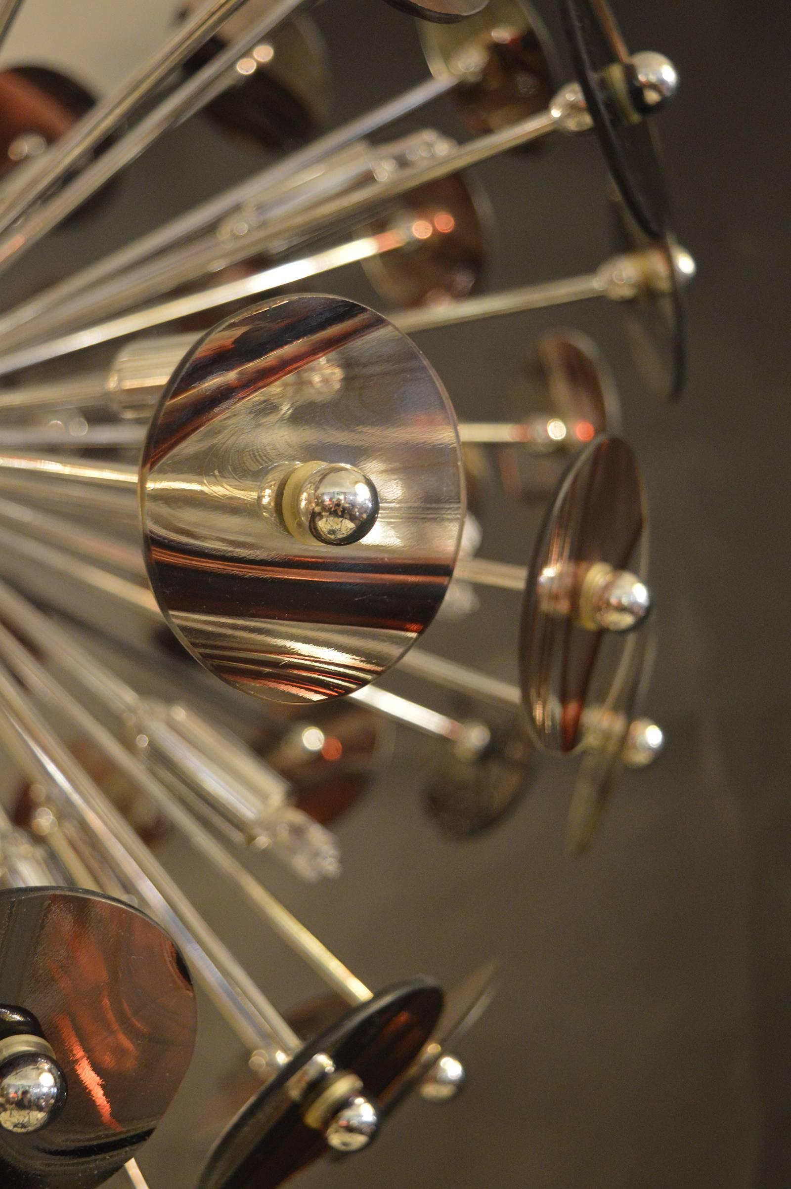 Italian Sputnik Chandelier with Marbleized Glass