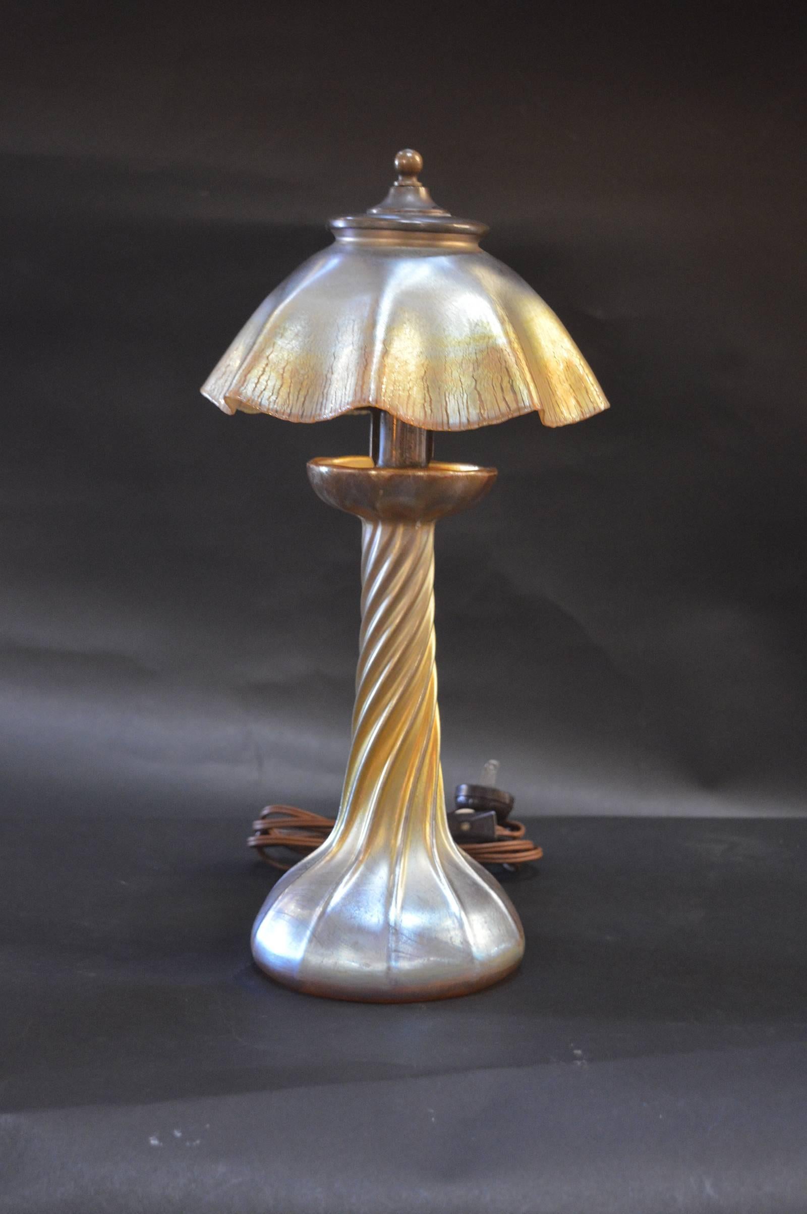 Tiffany table lamp, signed L.C.T on base.