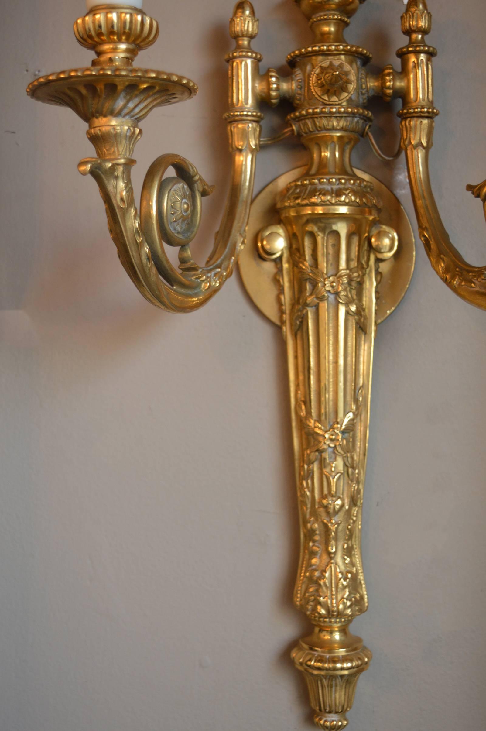 French Set of Four Bronze Sconces