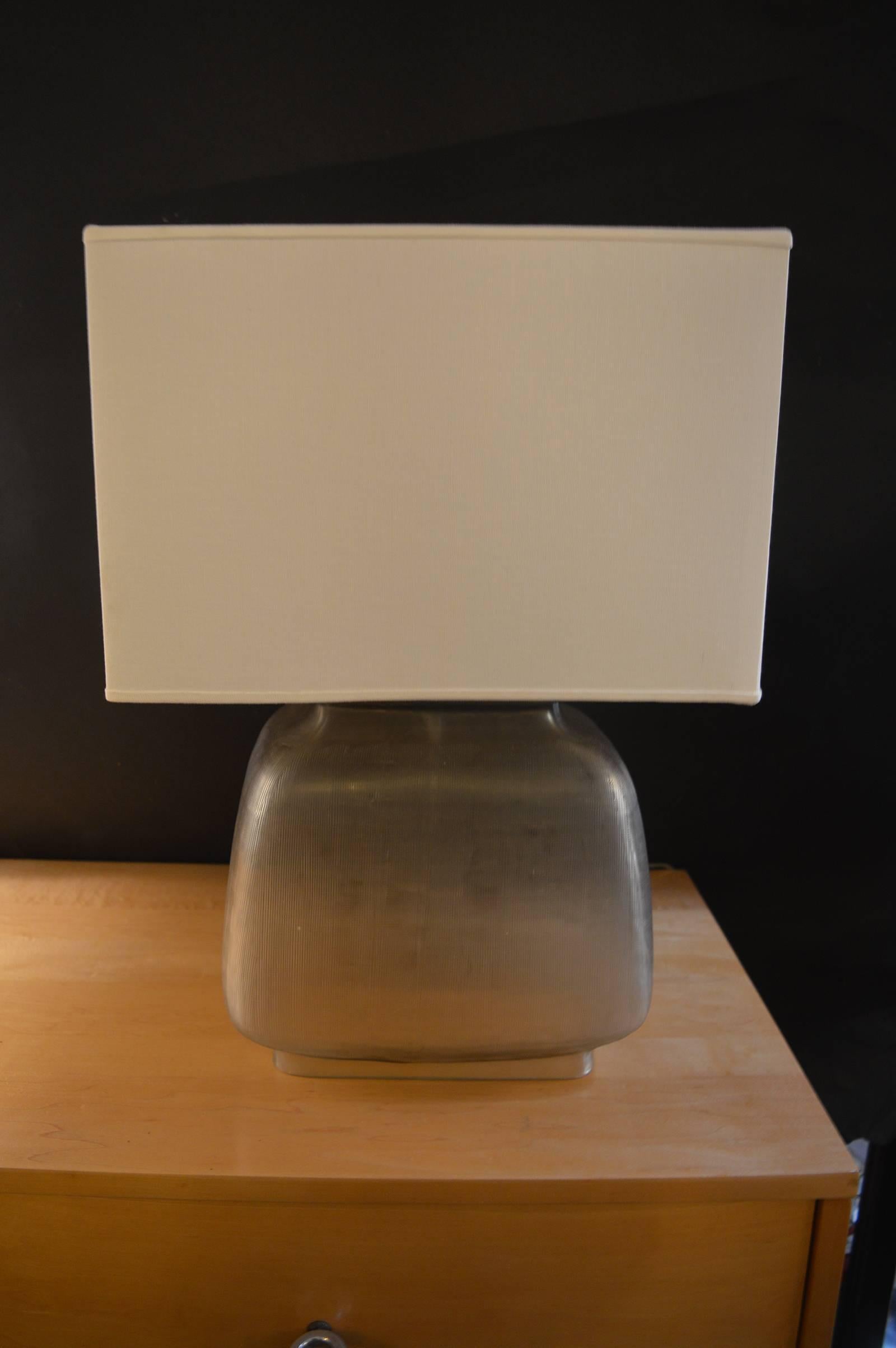 German Pair of Grey Glass Table Lamps