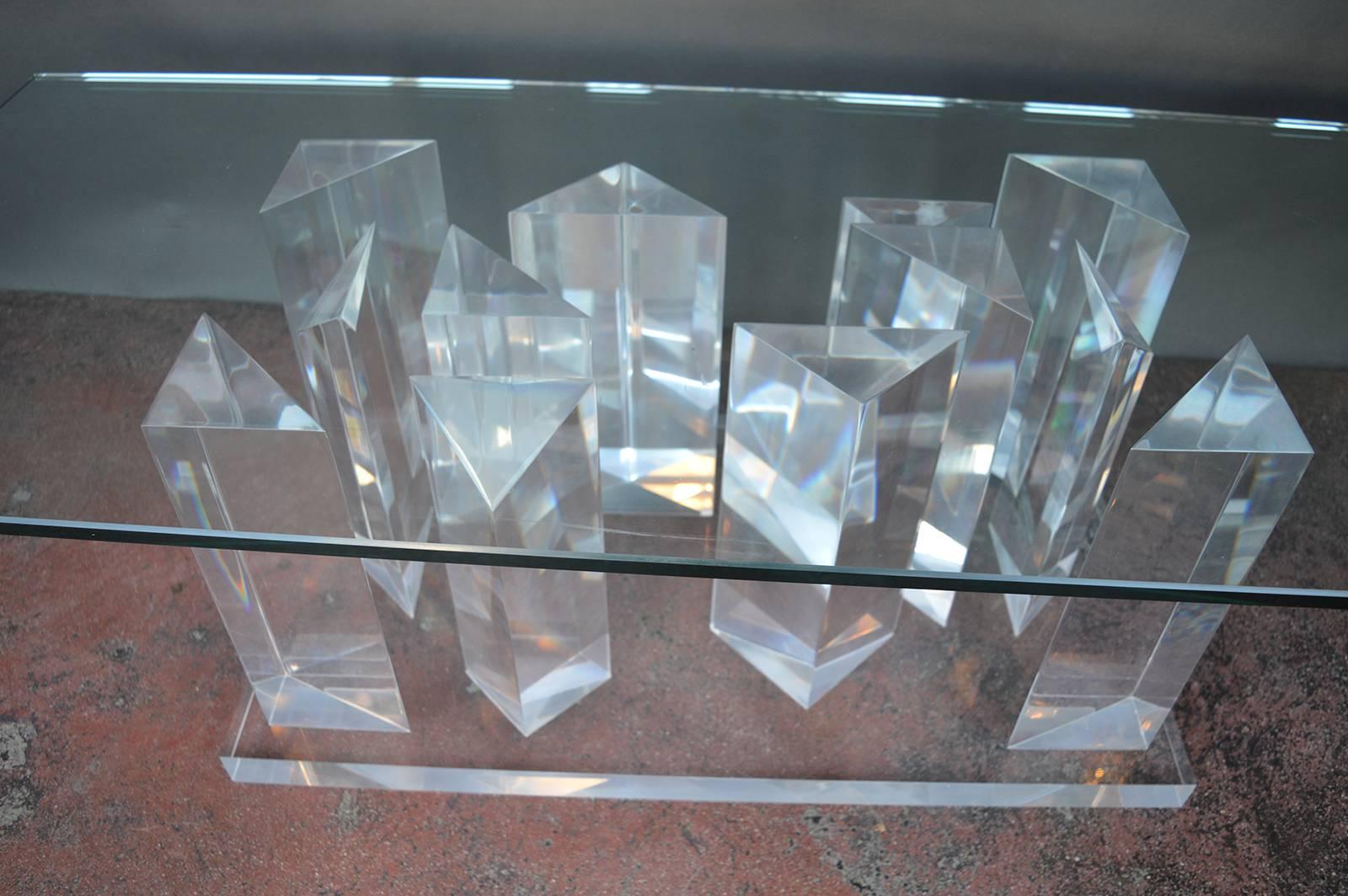20th Century Lucite Prism Coffee Table