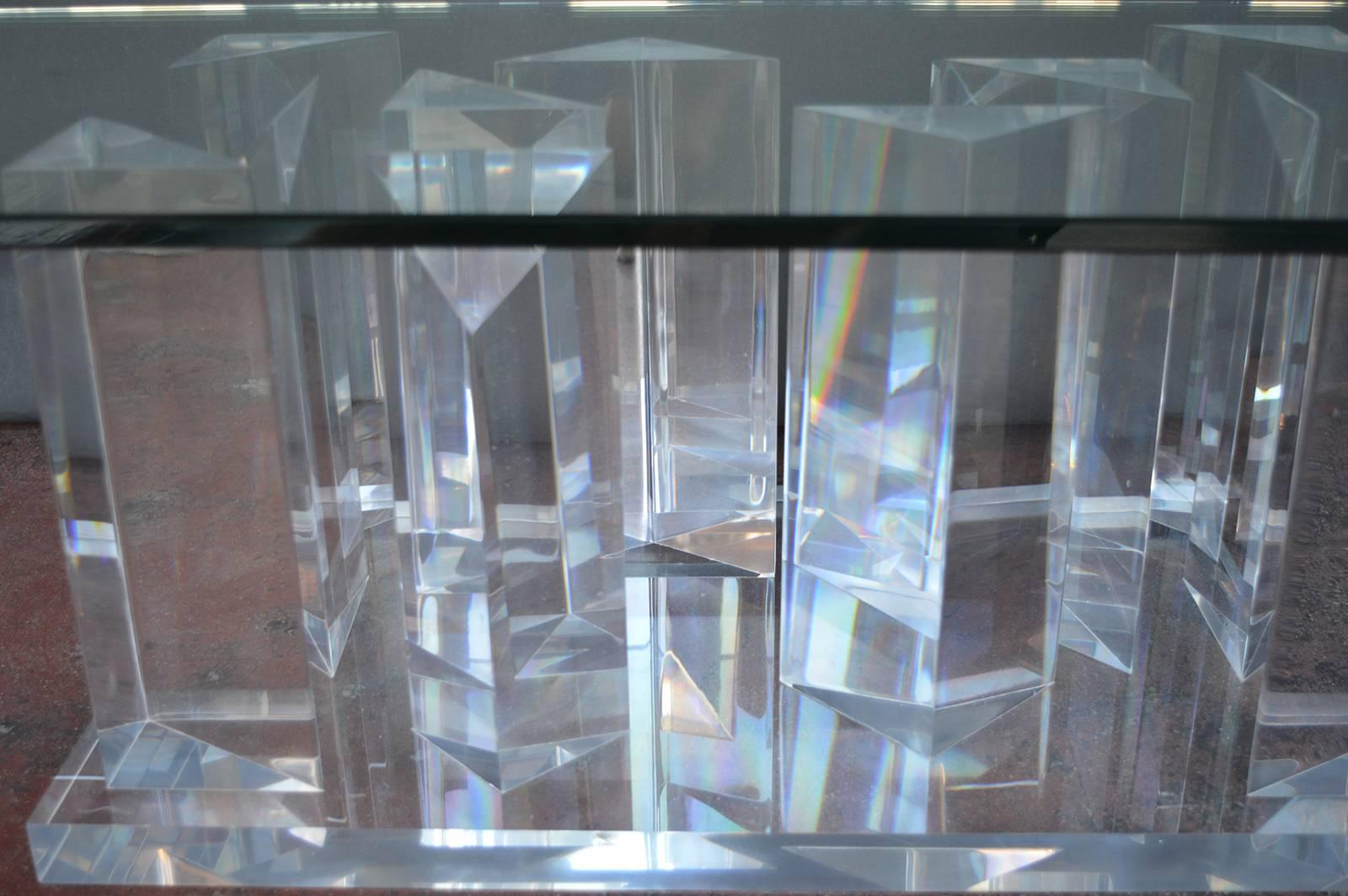 Lucite Prism Coffee Table In Excellent Condition In Los Angeles, CA