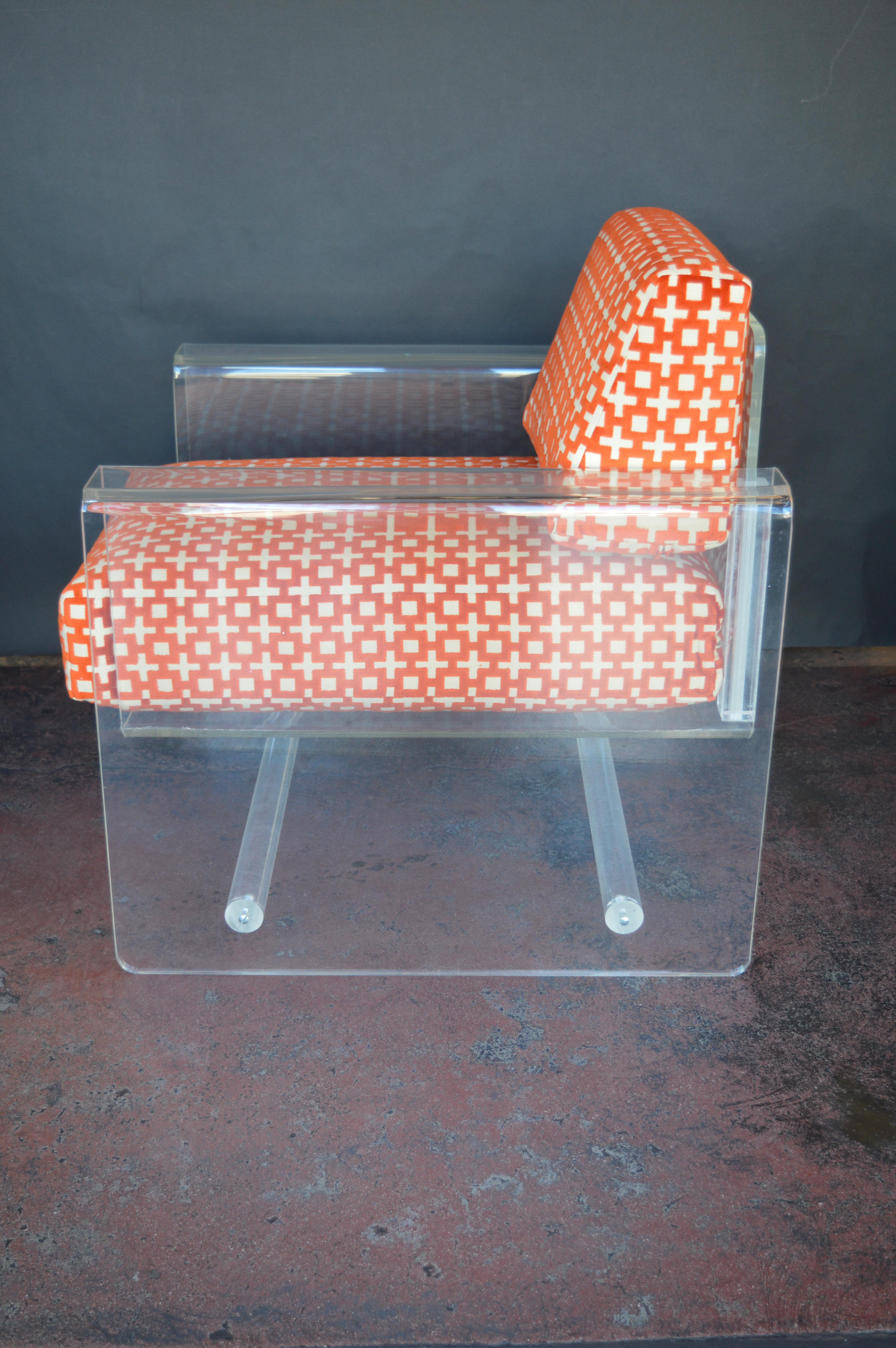 20th Century Lucite Armchair with Ottoman