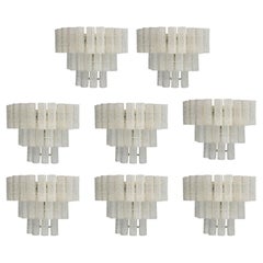 Eight Vintage Italian Sconces with Clear Murano Glass Designed by Mazzega, 1960s