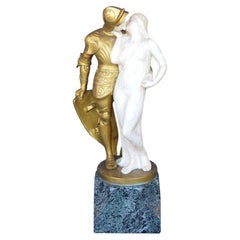Erich Schmidt-Kestner (tedesco, 1877-1941) bronzo dorato e marmo scolpito
