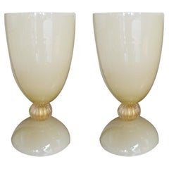 Mustard and Gold Murano Urns