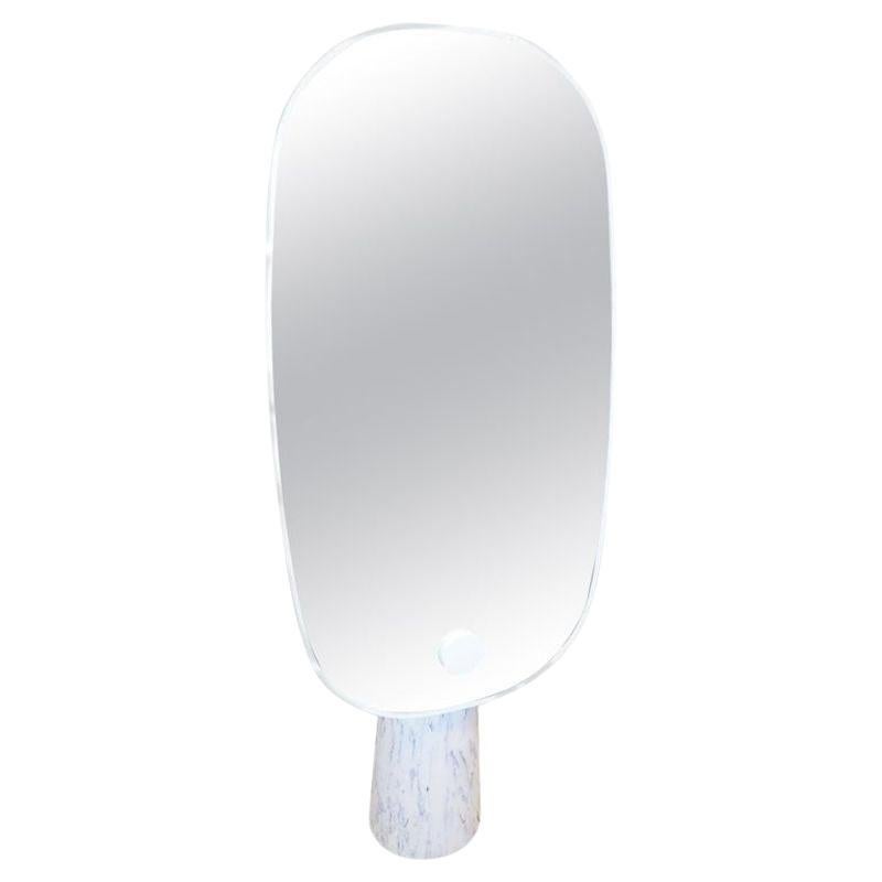 Terrence Floor Mirror with White Marble Base For Sale
