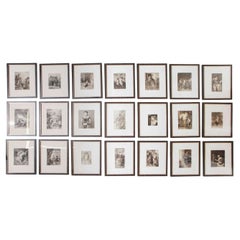 Set di quaranta incisioni su lastre artistiche tedesche incorniciate