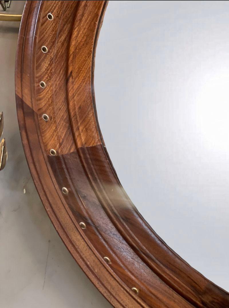 American Vintage Walnut Convex Mirror. USA, c. 1980's For Sale