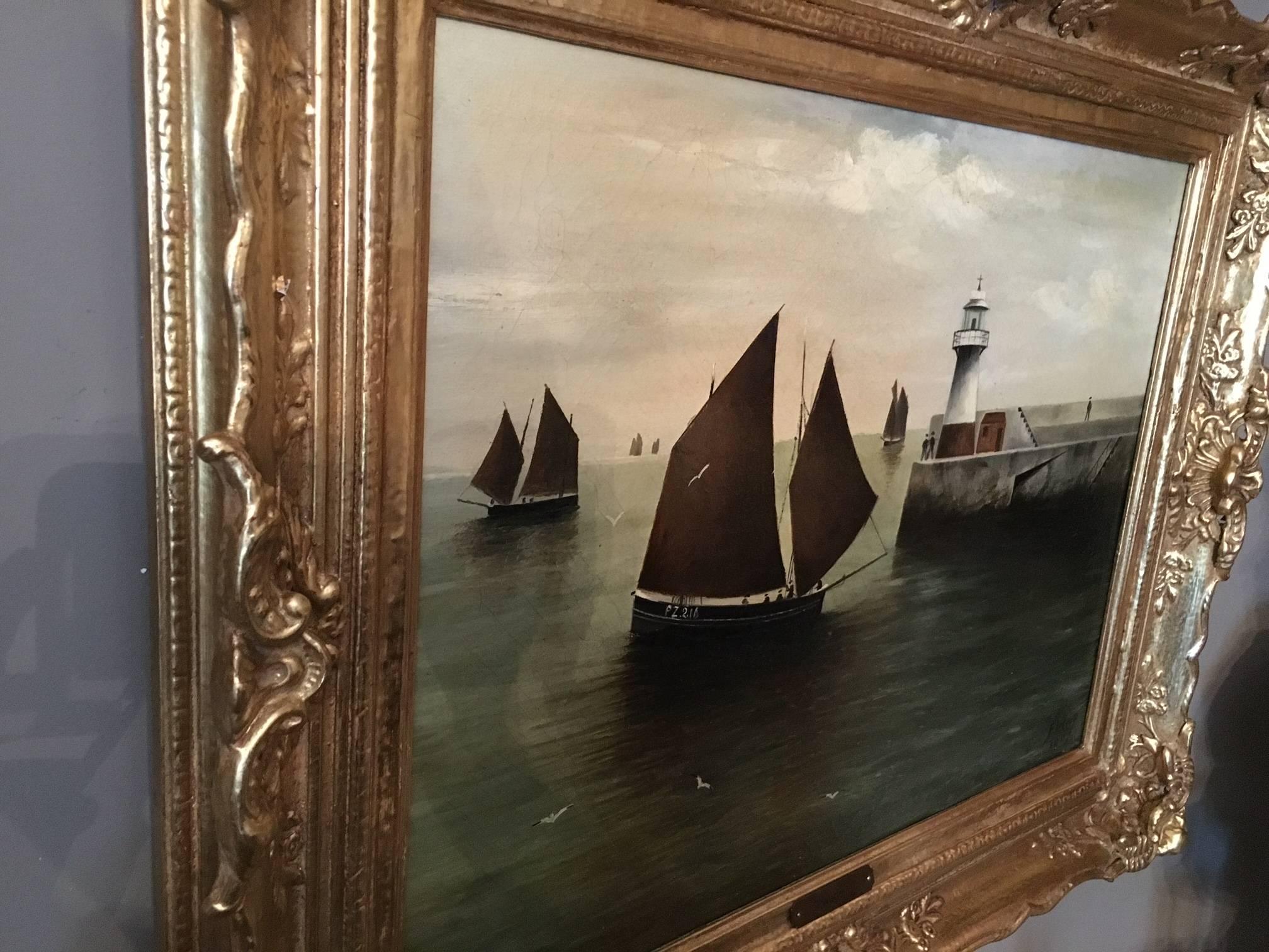 F. Wood Painting, Signed and Dated 1907 For Sale 1