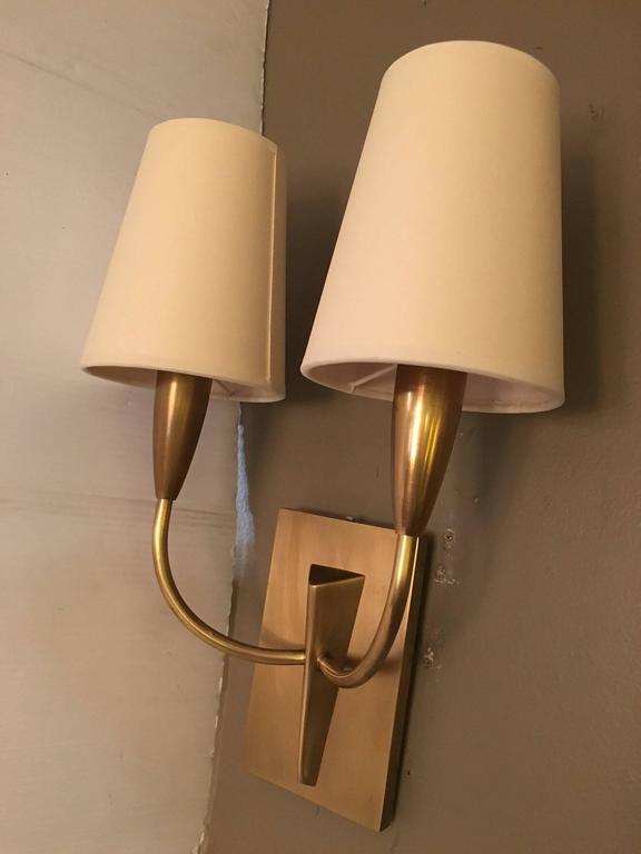 Pair of Wall Sconces with Shades For Sale at 1stdibs