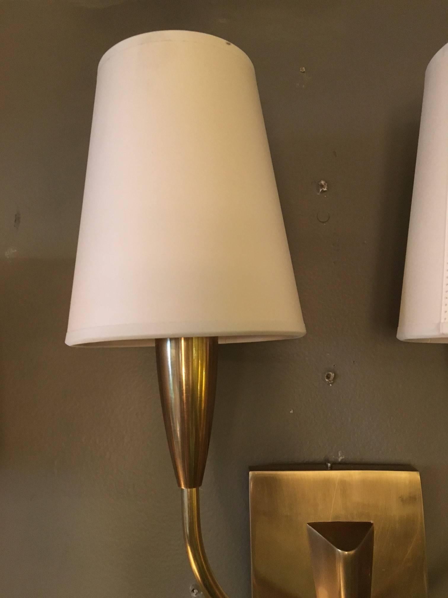 Late 20th Century Pair of Wall Sconces with Shades