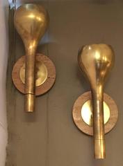 Pair of American Brass Wall Sconces