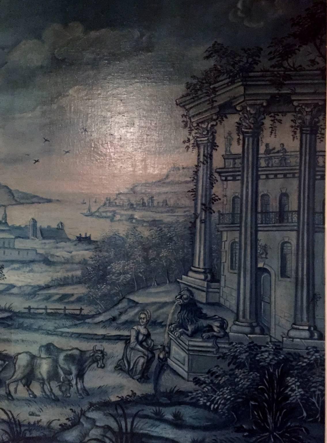 Baroque 19th Century Panoramic French Pastoral Oil Painting For Sale