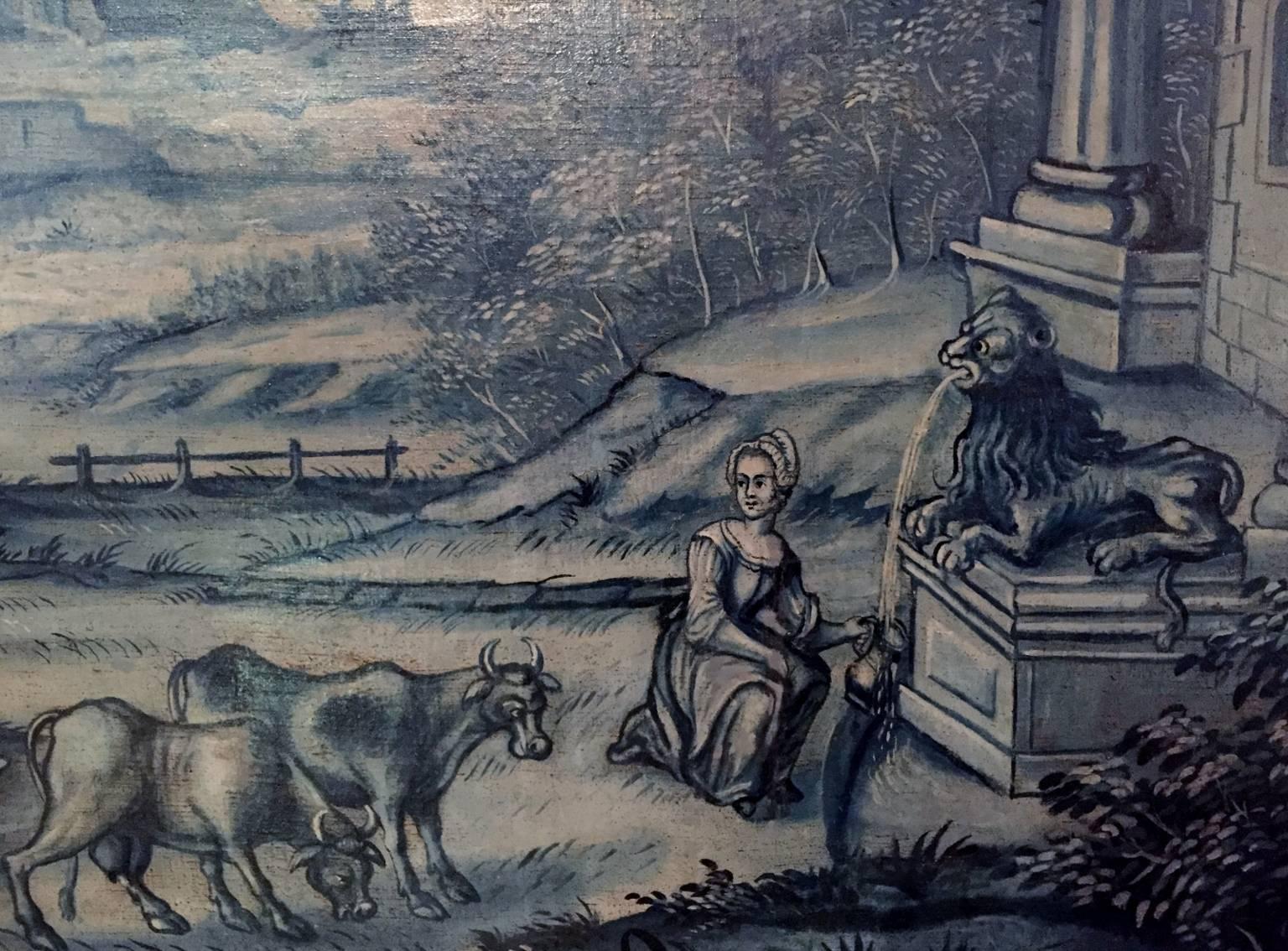 Französisches pastorales Ölgemälde, Panoramik, 19. Jahrhundert im Zustand „Gut“ im Angebot in Los Angeles, CA