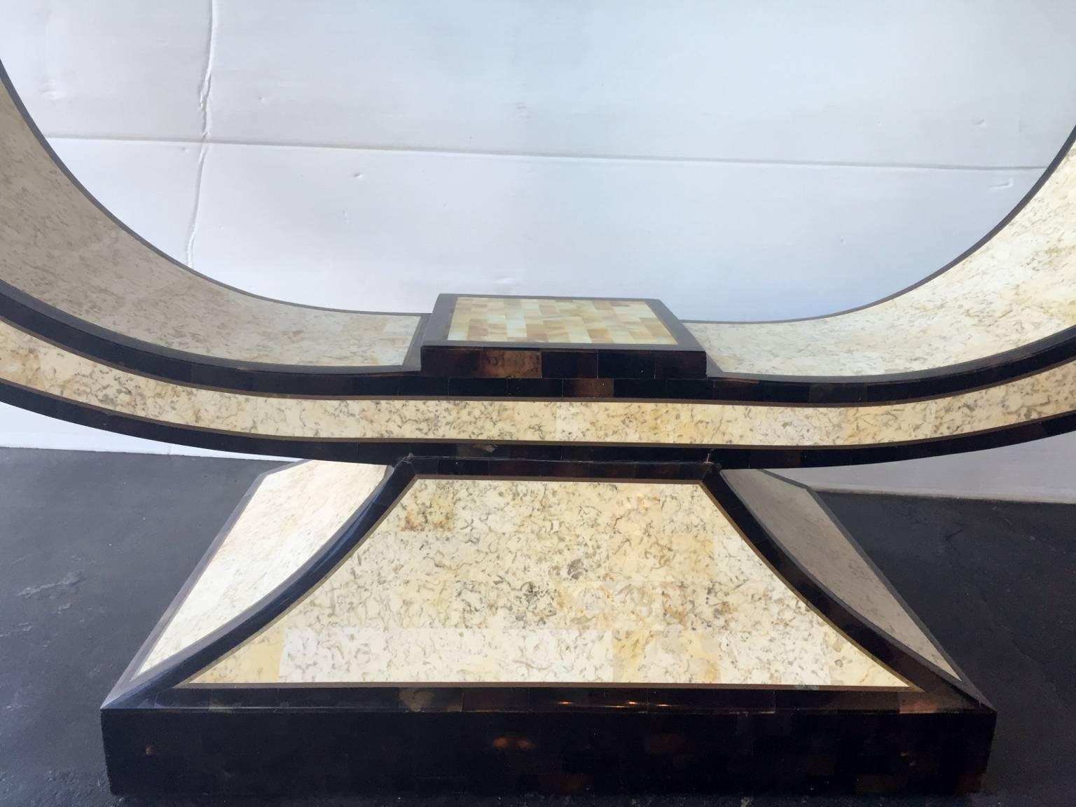 Art Deco Mother-of-Pearl and Cow Horn Console Inspired by Karl Springer