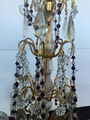 Pair of Geraldo Amethyst Glass and Bronze Candelabra