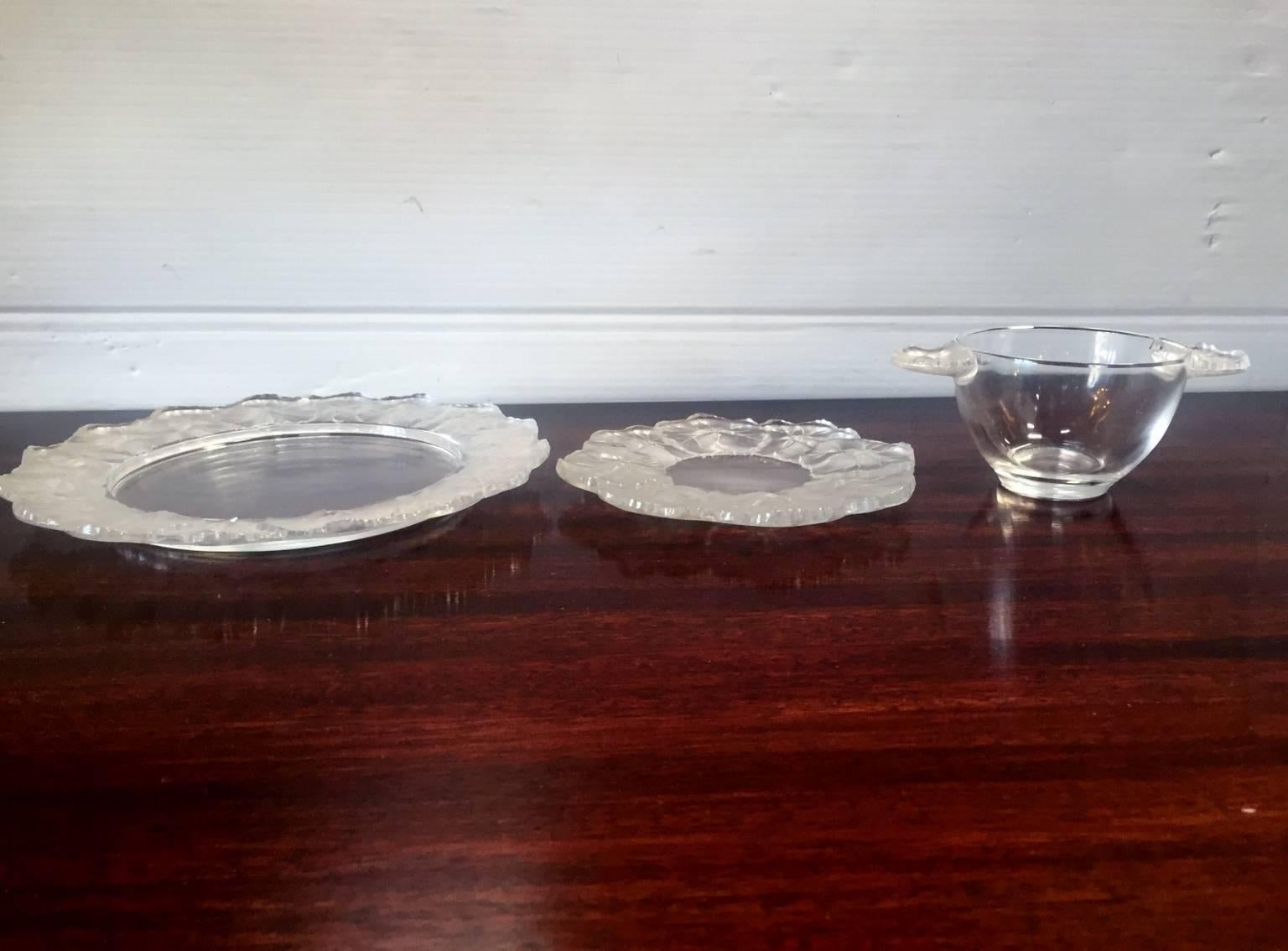 French Set of Eight Lalique Dessert Set