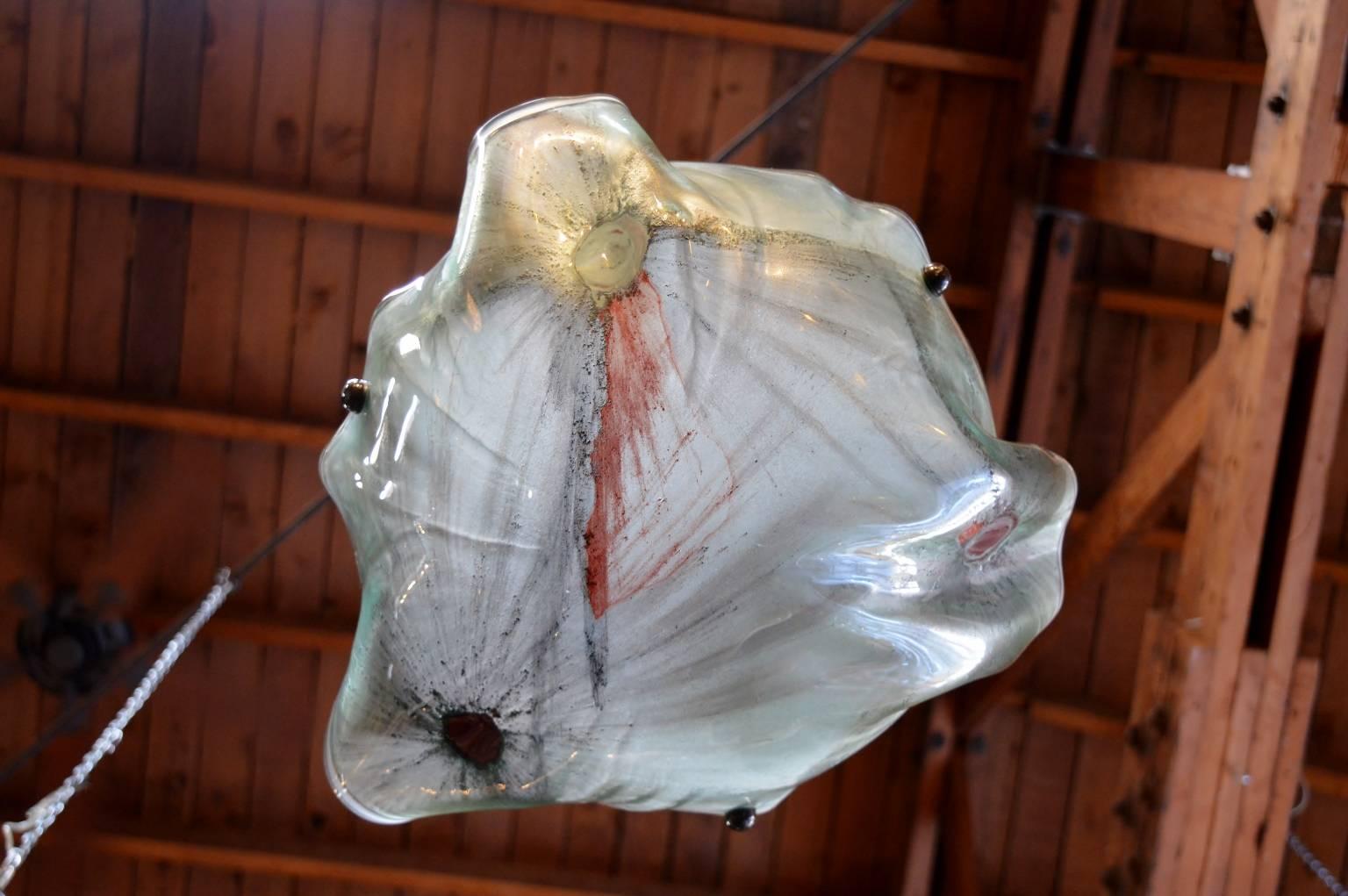 Mid-20th Century Murano Ruffled Glass Flush Mount For Sale