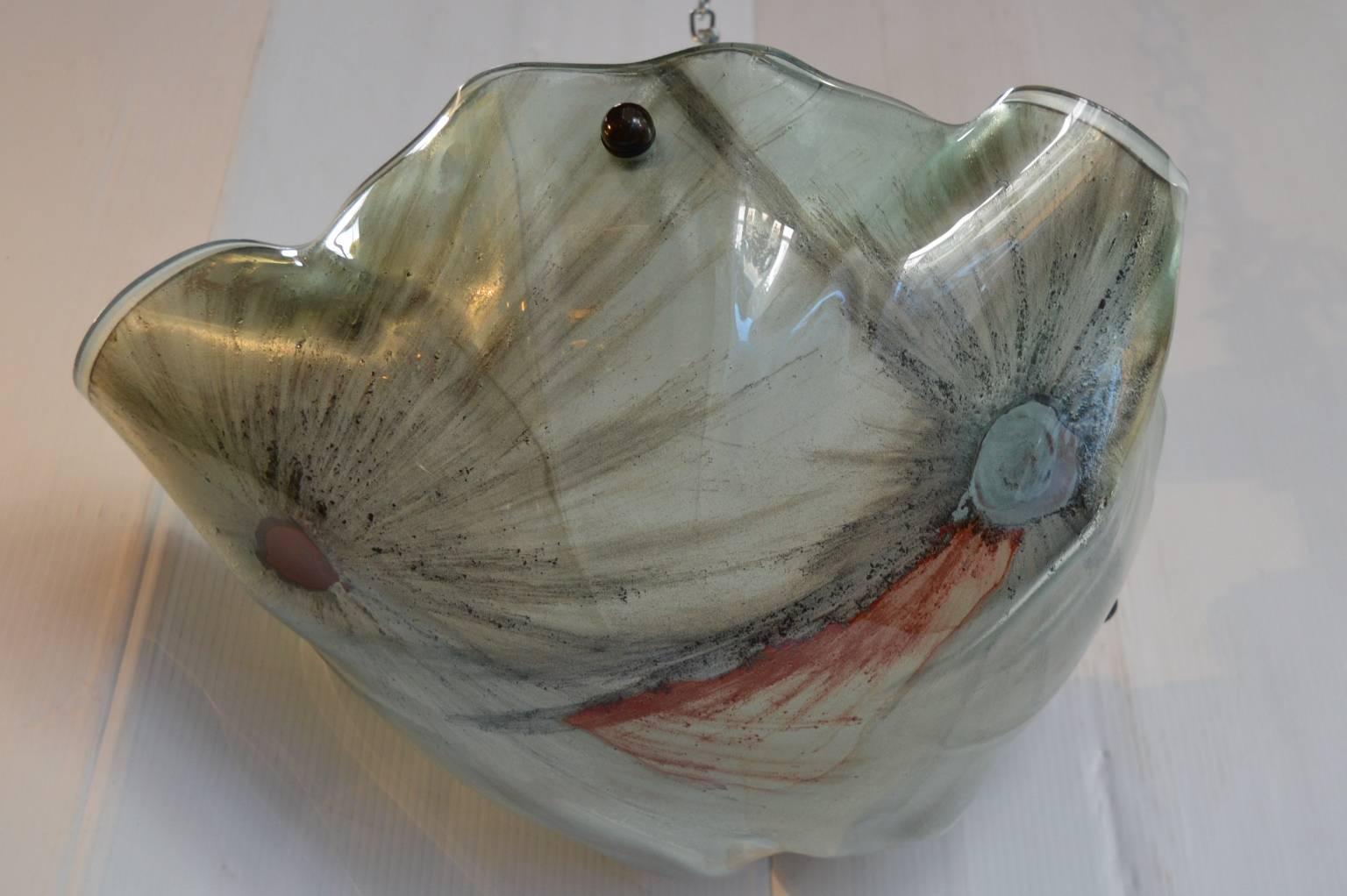Murano Ruffled Glass Flush Mount In Excellent Condition For Sale In Los Angeles, CA