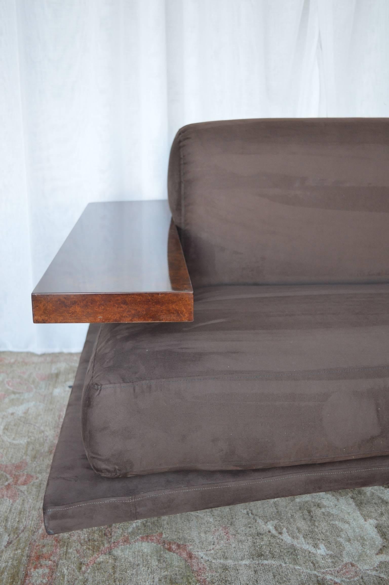 American Art Deco Suede Sofa In Excellent Condition In Los Angeles, CA