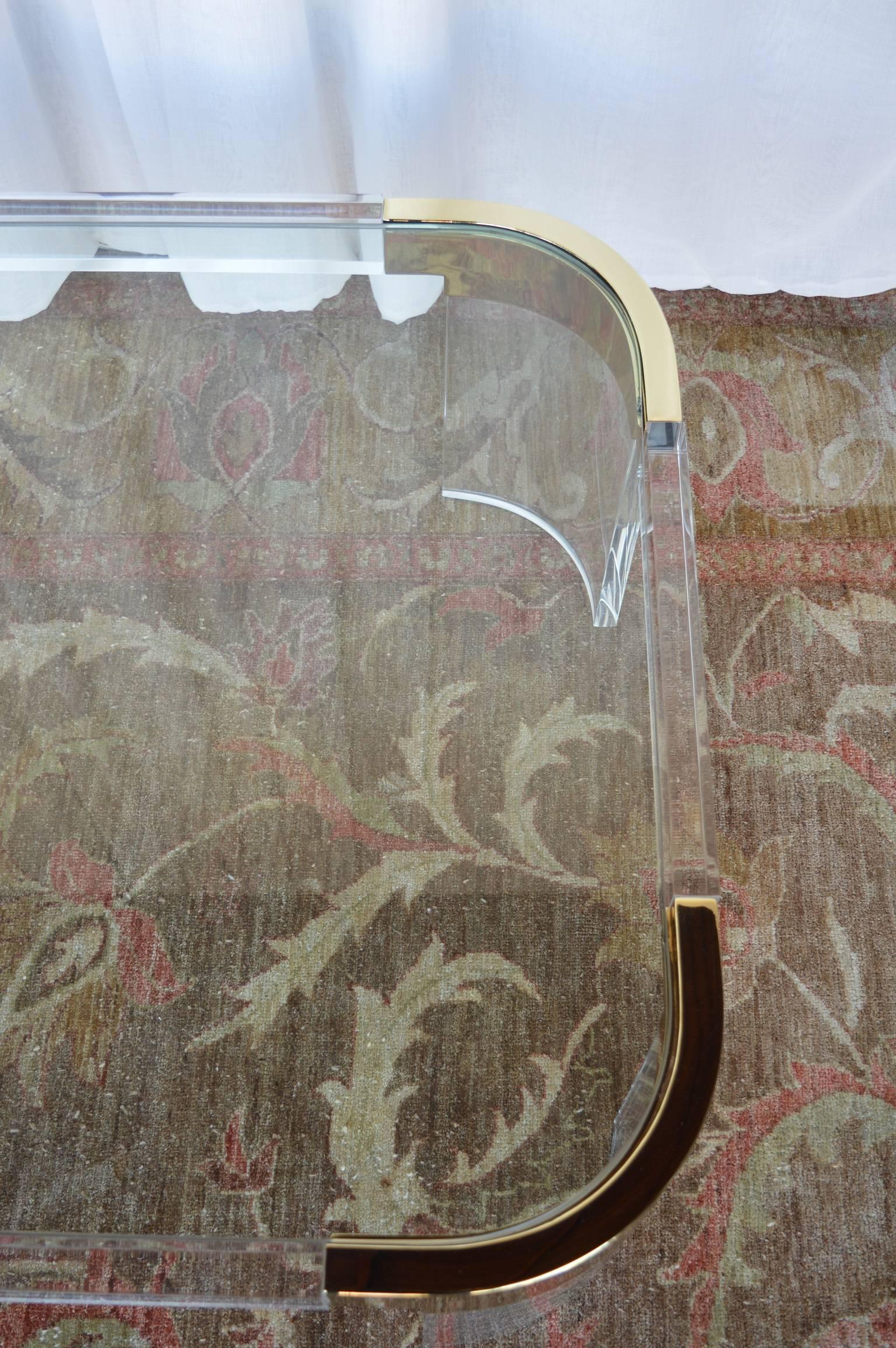 American Lucite and Brass Charles Hollis Jones Coffee Table 