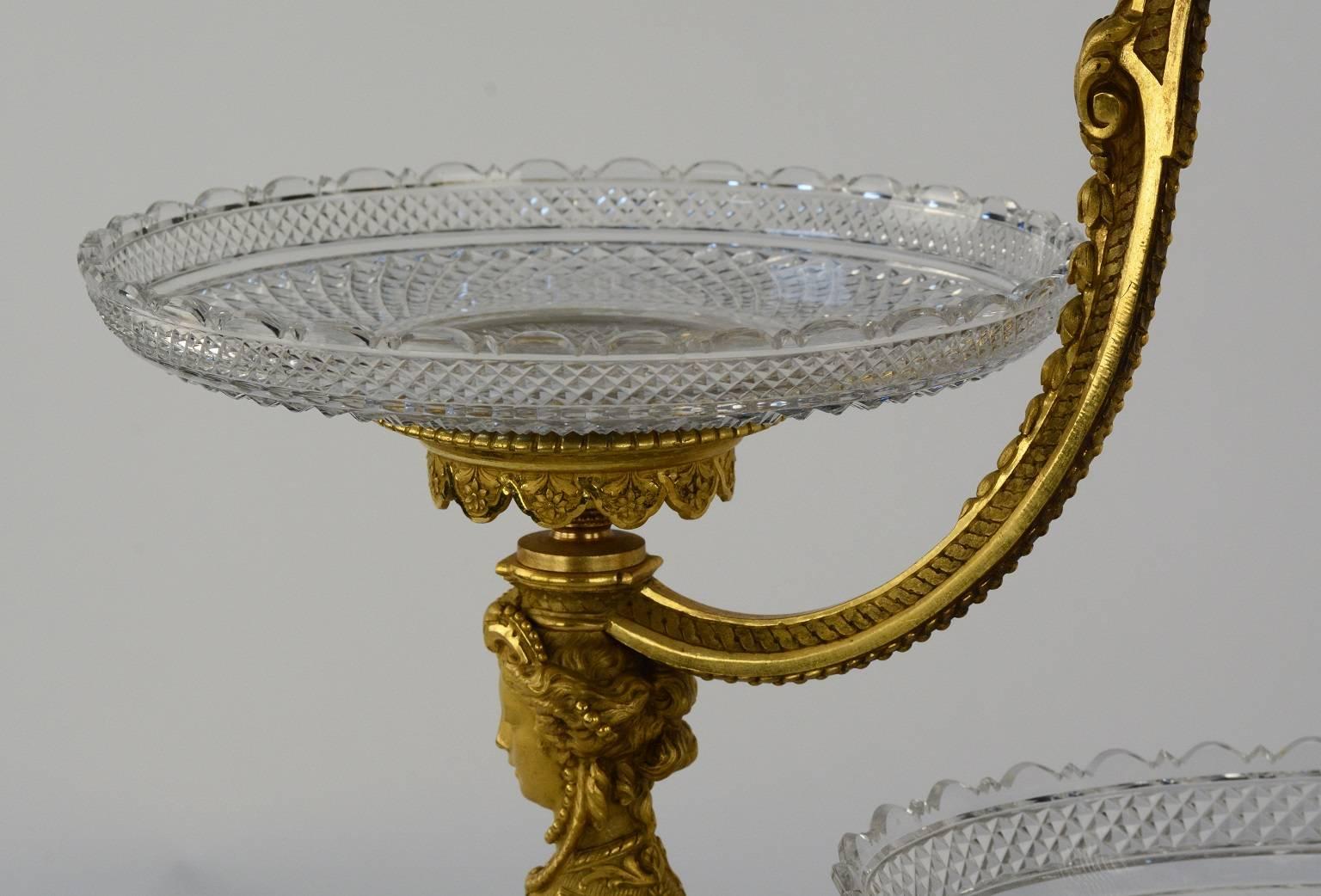 Gilt Ornate 19th Century Baccarat Centerpiece