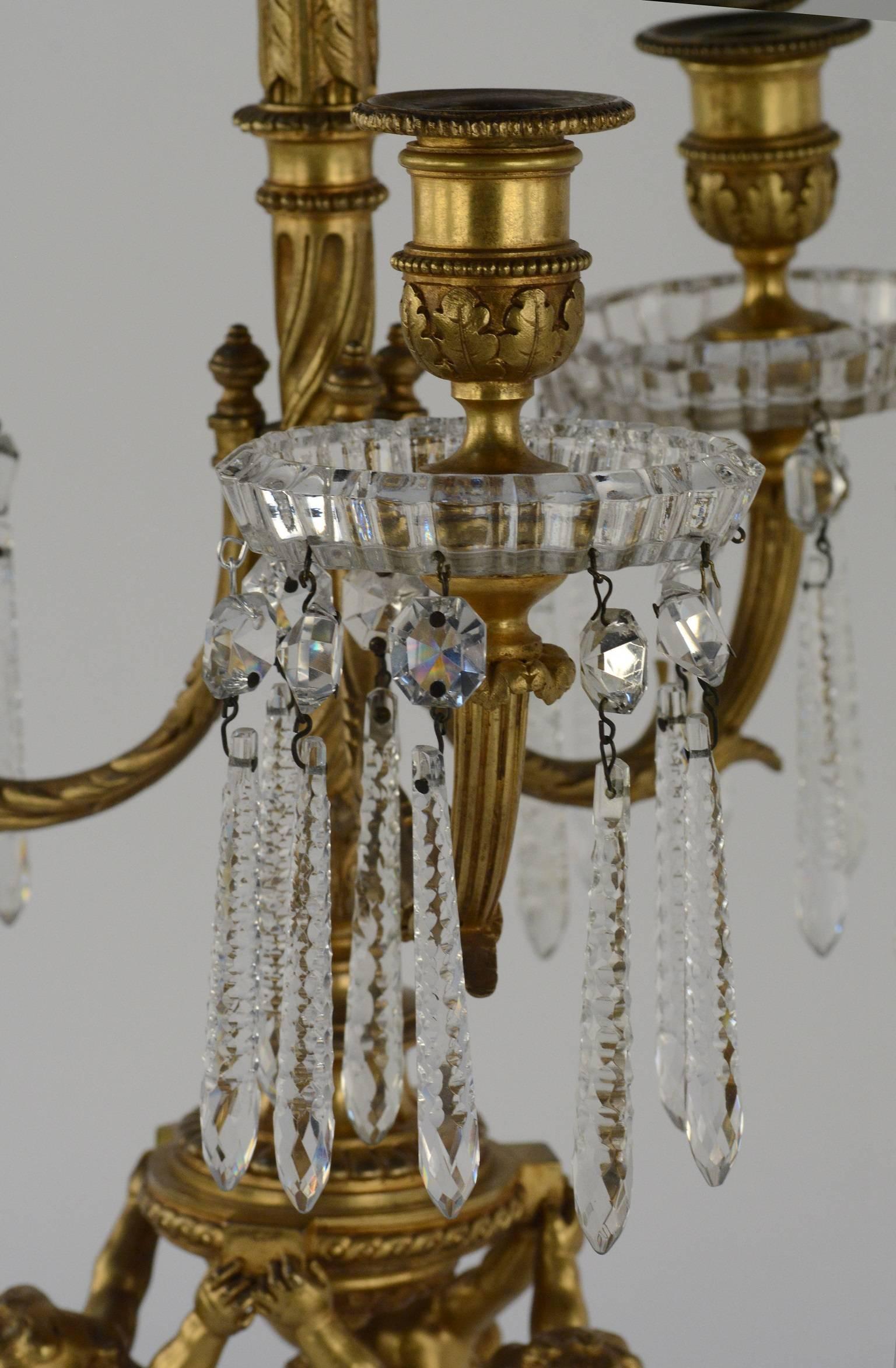 French Pair of Ormolu-Mounted Baccarat Candelabra