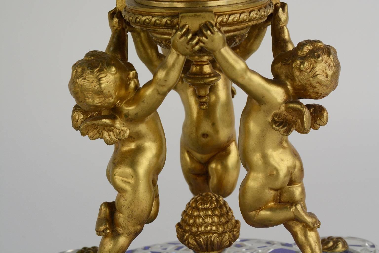 Gilt Pair of Ormolu-Mounted Baccarat Candelabra