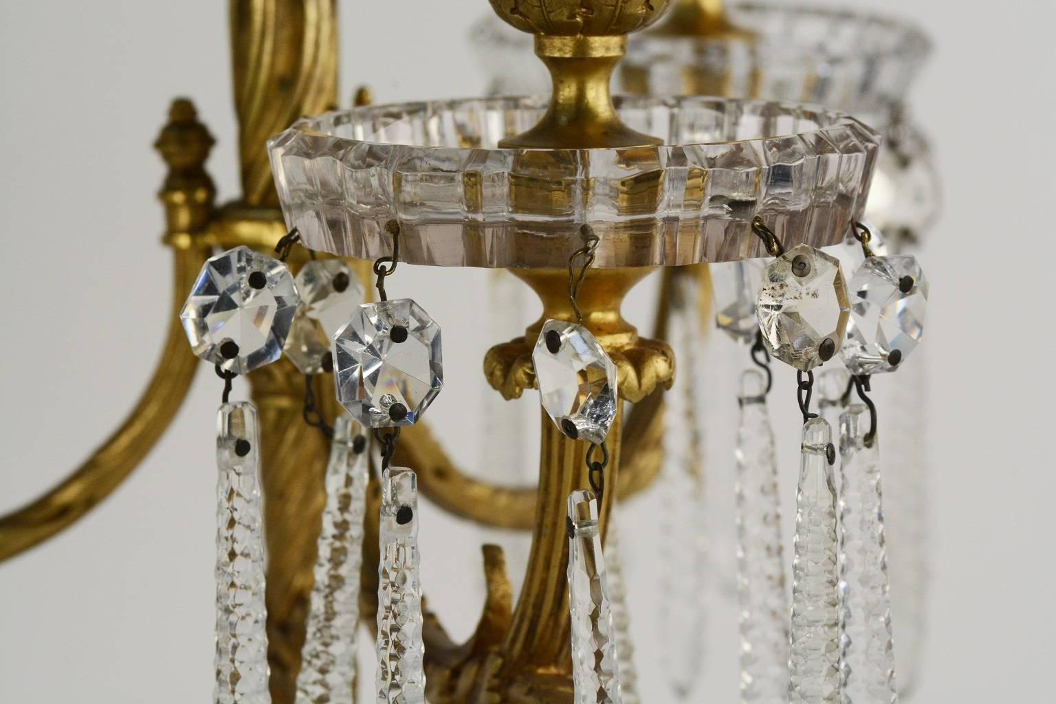 19th Century Pair of Ormolu-Mounted Baccarat Candelabra