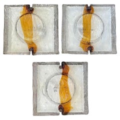 Three Large "Quilt" Sconces/Flush Mount by Toni Zuccheri for Venini, Italy 1960s