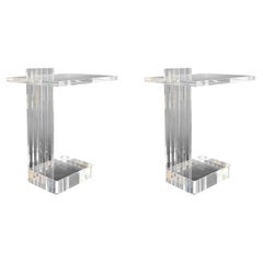 Pair of Acrylic Side Tables Designed by Les Prismatiques. U.S.A 1970's.