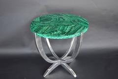 Art Deco Faux Malachite and Aluminum Table