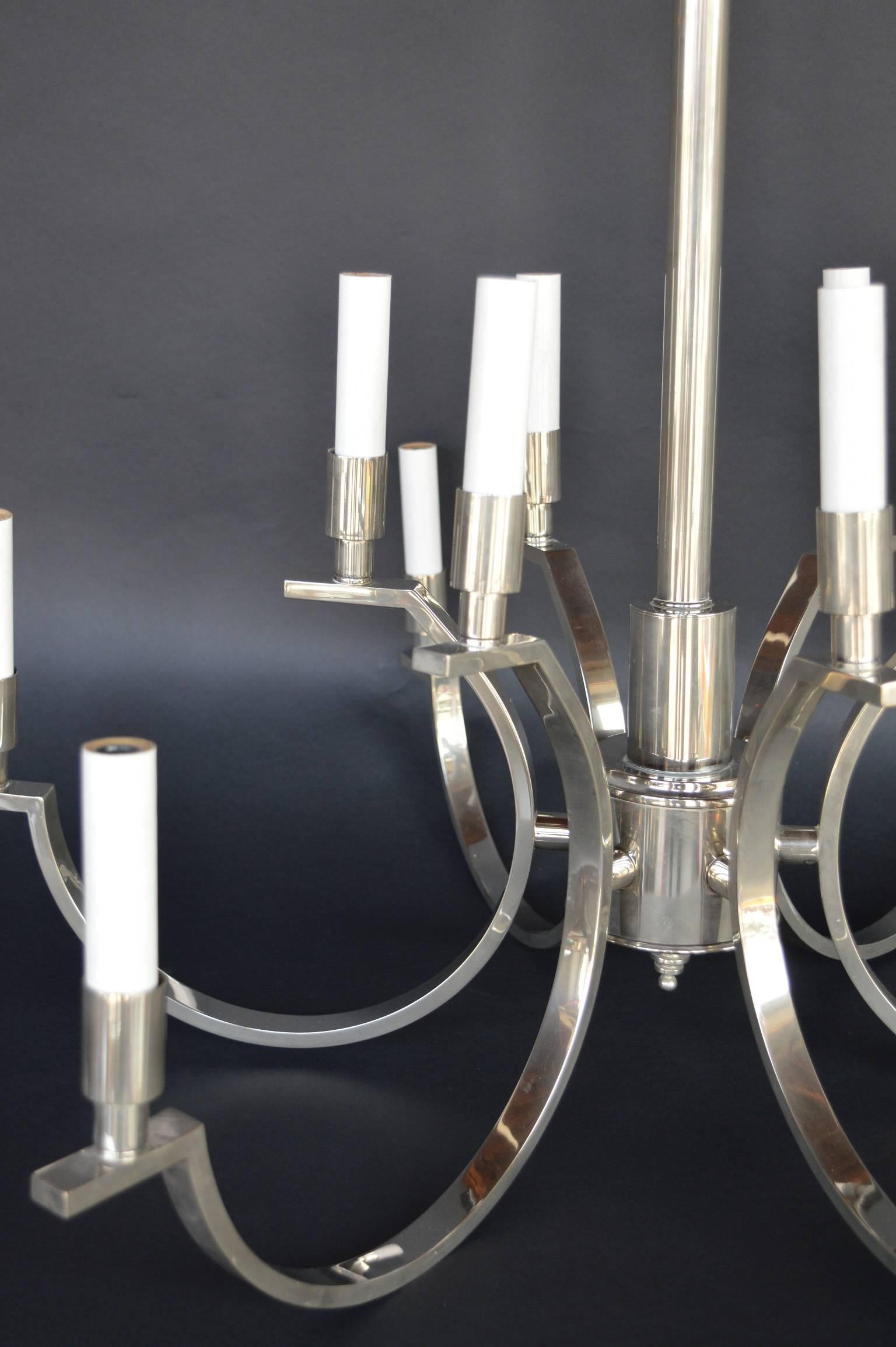 Plated French Art Deco Chandelier For Sale