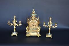 19th Century Champlevé Clock Set