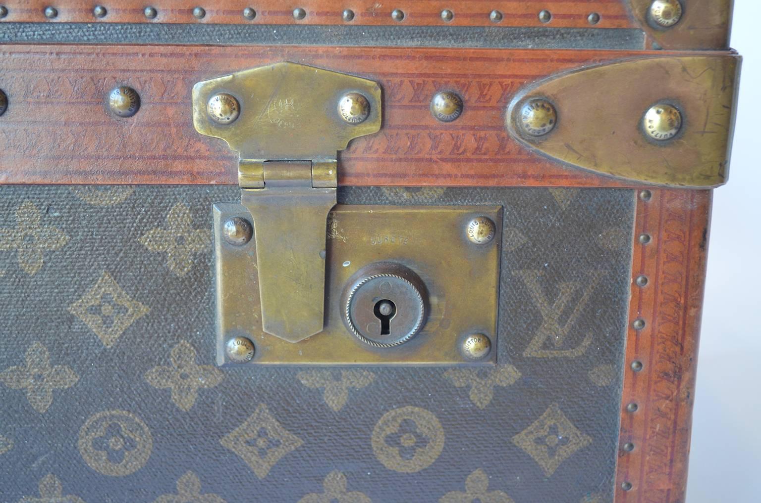 Wood Set of Three Louis Vuitton Suitcases